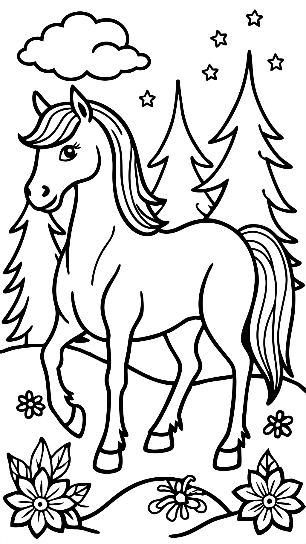 horse printable coloring page